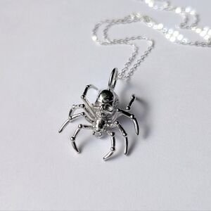 Hard Jewelry spider skull pendant necklace Sterling silver 925